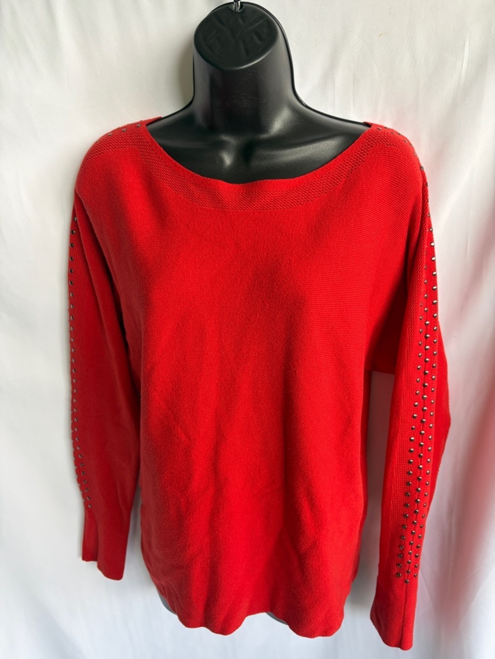 Anthropologie Liquid by SIONI Burnt Orange Sweater w/studs, wool blend, L
